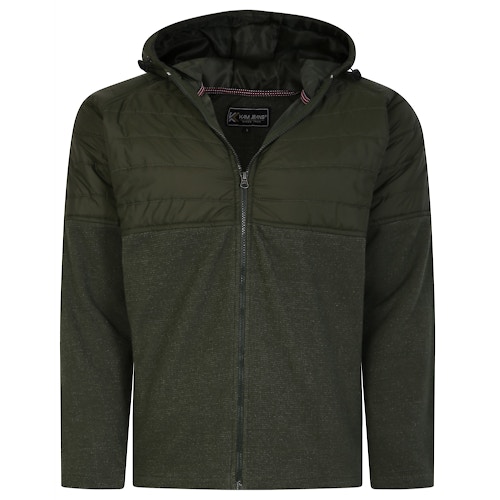 KAM Zip Thru Twisted Pique Hoody Khaki